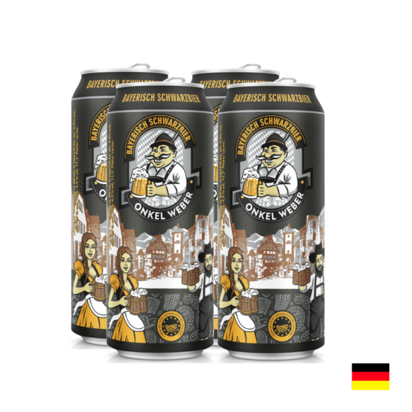 Cerveza Alemana Onkel Weber Four Pack Negra Lata 500ml - Imagen 1