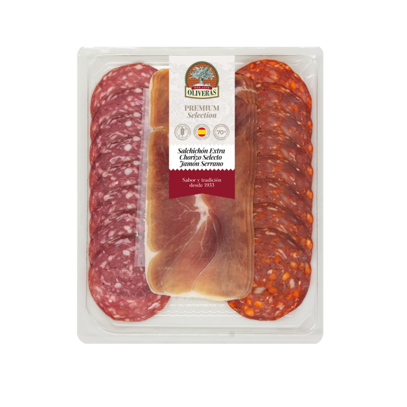 Tapas mix Salchichon, Chorizo, Jamón serrano. Charcuteria