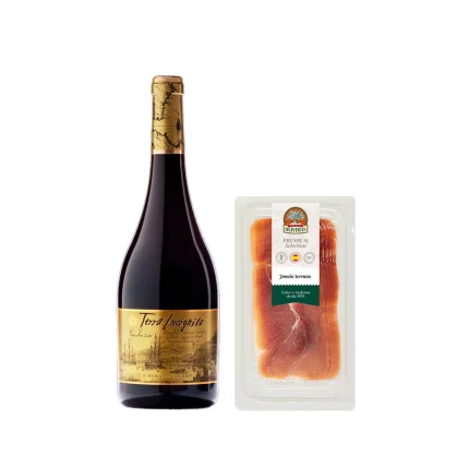 Pack-Vilano-Tempranillo-750ml-con-Jamón-Serrano-Luis-Oliveras
