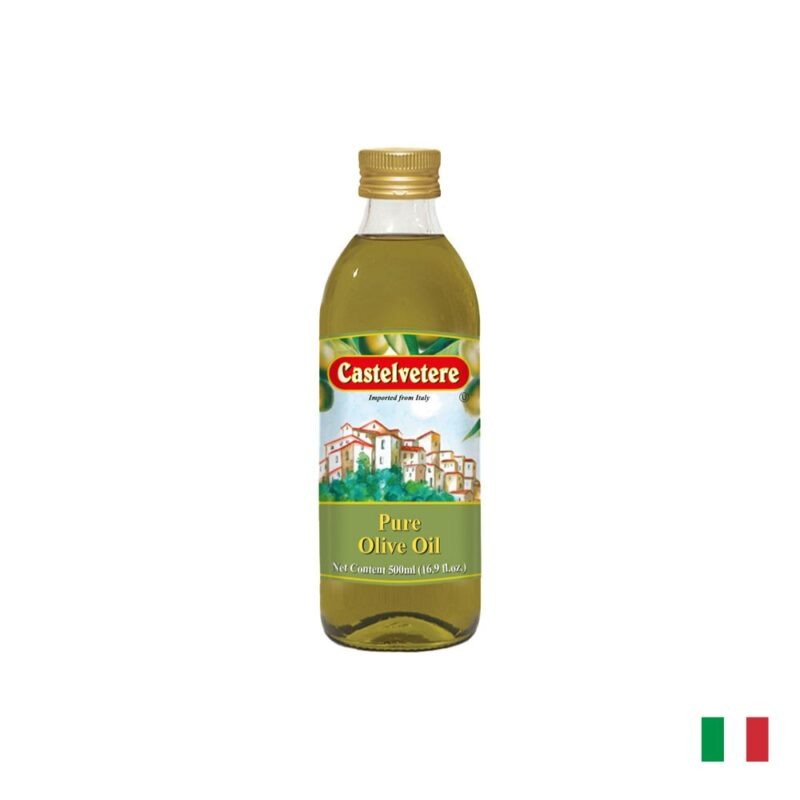 Aceite de olivo Castelvetere puro 500 mililitros en botella de vidrio