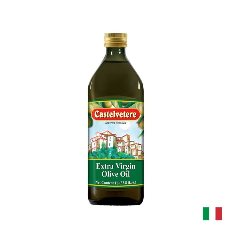 Aceite de olivo extra virgen Castelvetere 1 litro en botella de vidrio