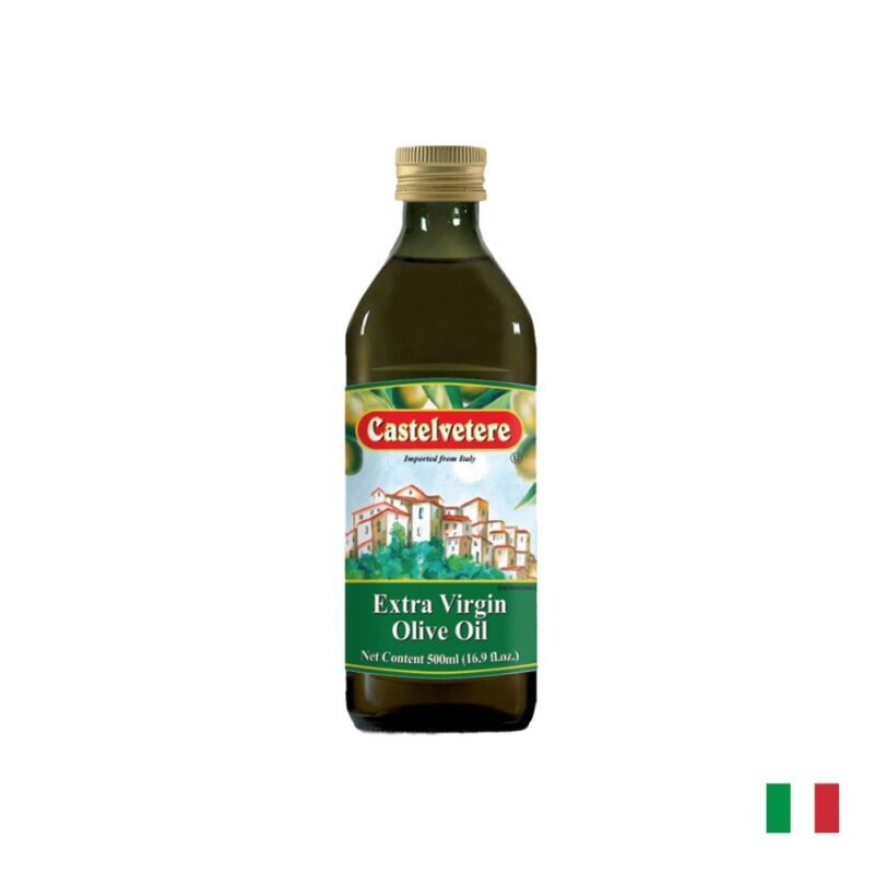 Aceite de olivo extra virgen Castelvetere 500 mililitros en botella de vidrio