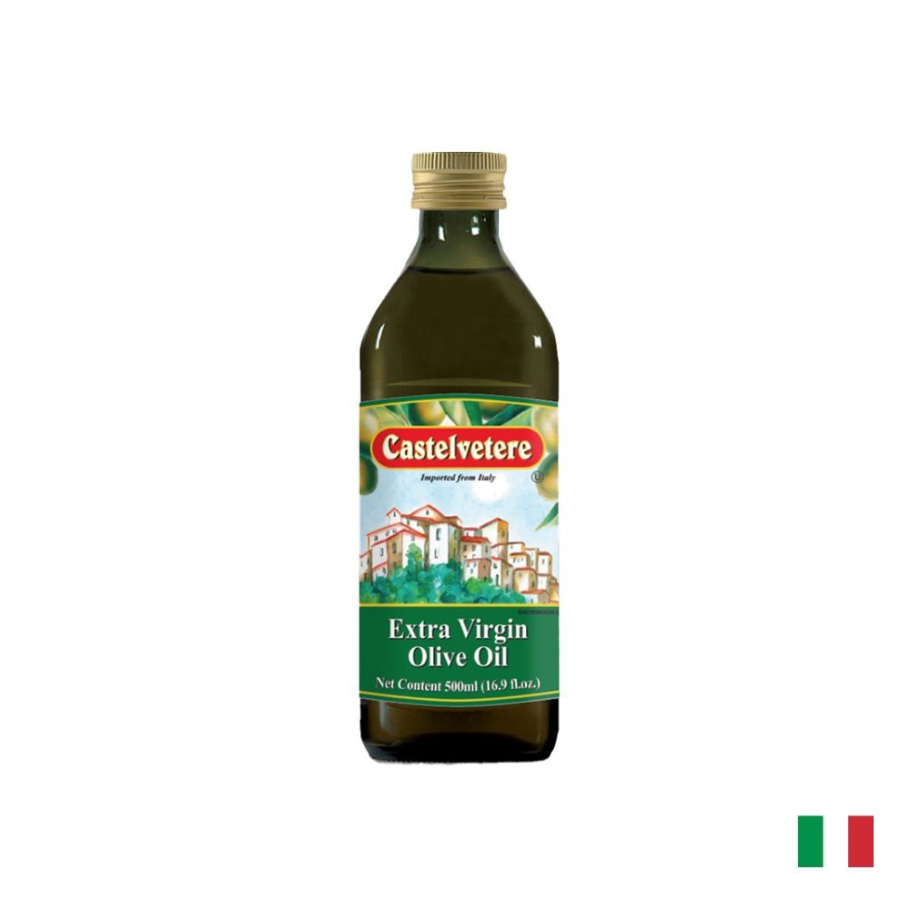 Aceite de Olivo Extra Virgen Castelvetere 500ml Aceite de olivo extra virgen Castelvetere 500 mililitros en botella de vidrio