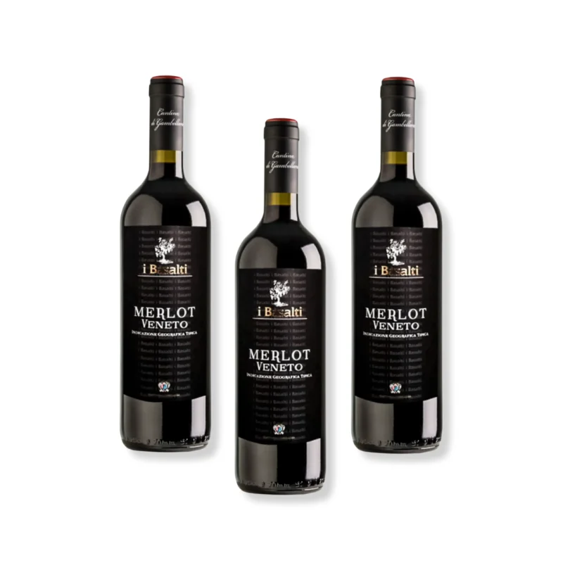 Pack Tríada Rosso Merlot - 3 botellas de vino I Basalti Rosso Merlot IGT Cantina di Gambellara