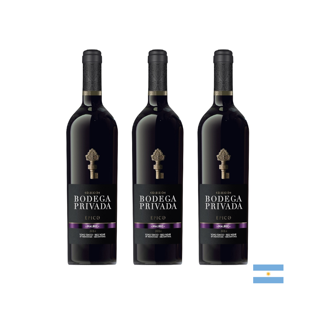 680007-1 VINO TINTO BODEGA PRIVADA RESERVA EPICO MALBEC X 750 ML x3 - Imagen 1